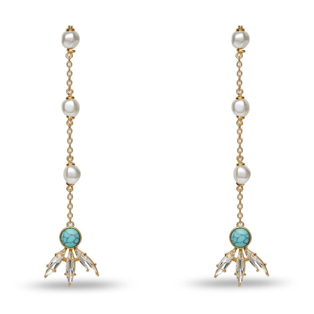Turquoise Sea Linear Trifold Earrings by Sierra Deene