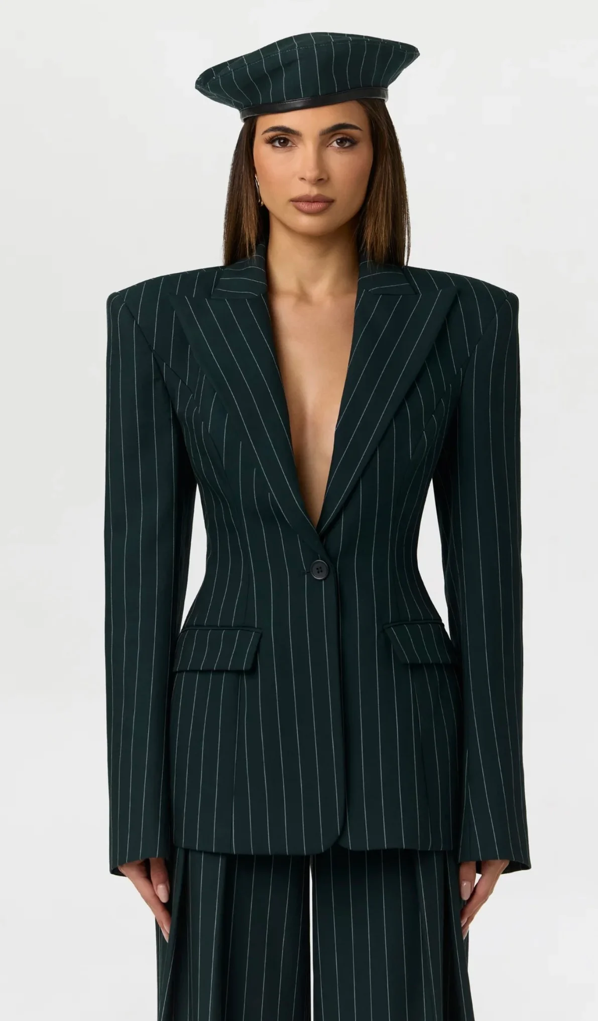 Naked Wardrobe Suiting Sculpt Pinstripe Blazer by Sierra Deene