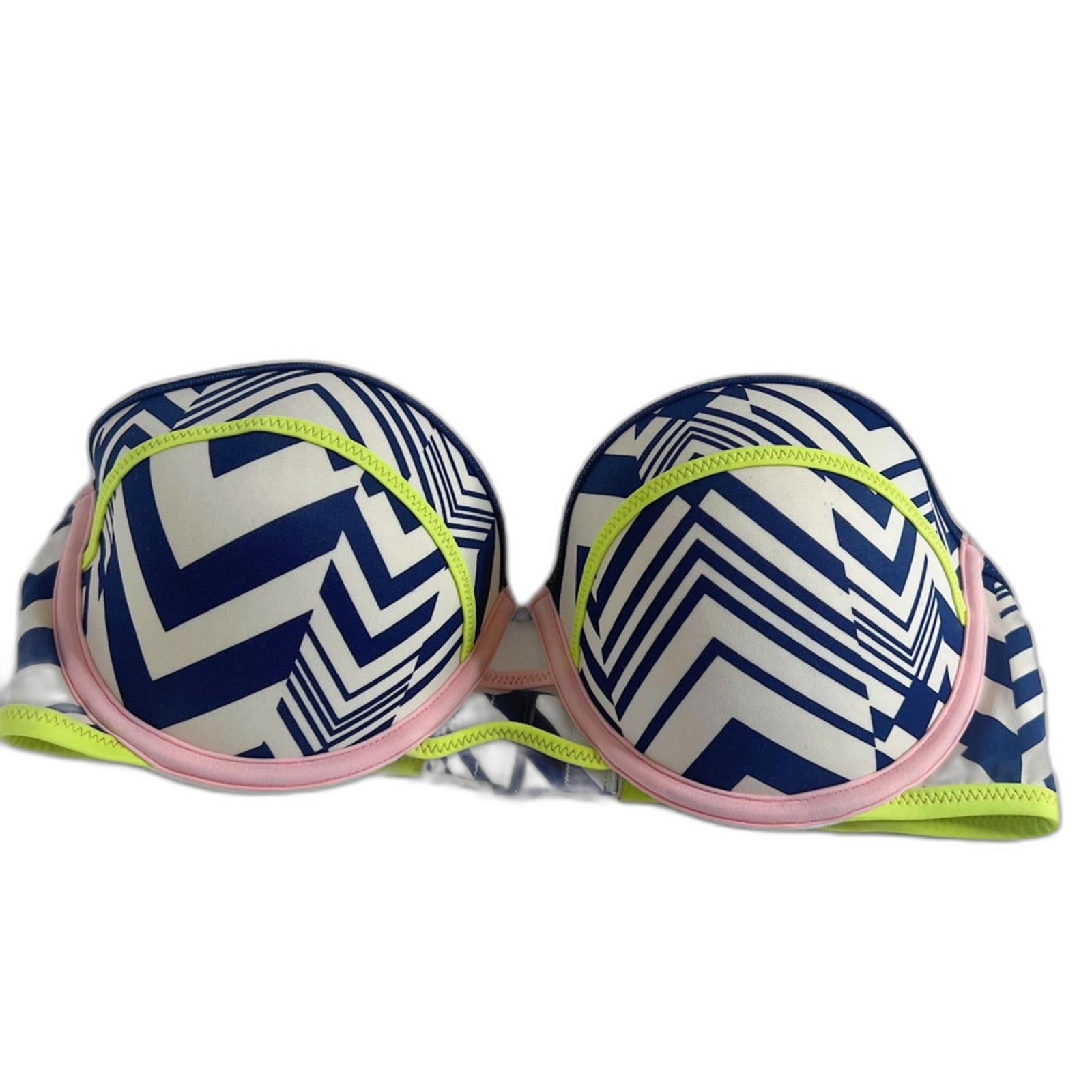 Victoria; Secret VS The Flirt Bandeau Bikini Top Blue White Geometric by Hot Girl Secondhand
