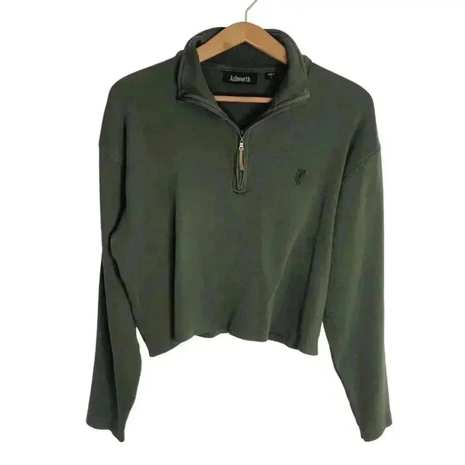 Ashworth Cropped Forest Green Quarter Zip Size L by Hot Girl Secondhand