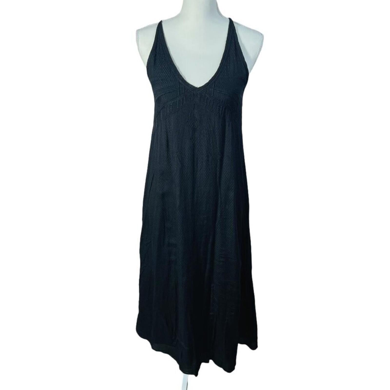 Vintage Black Embroidered V Neck Dress Women's Size 6 by Hot Girl Secondhand