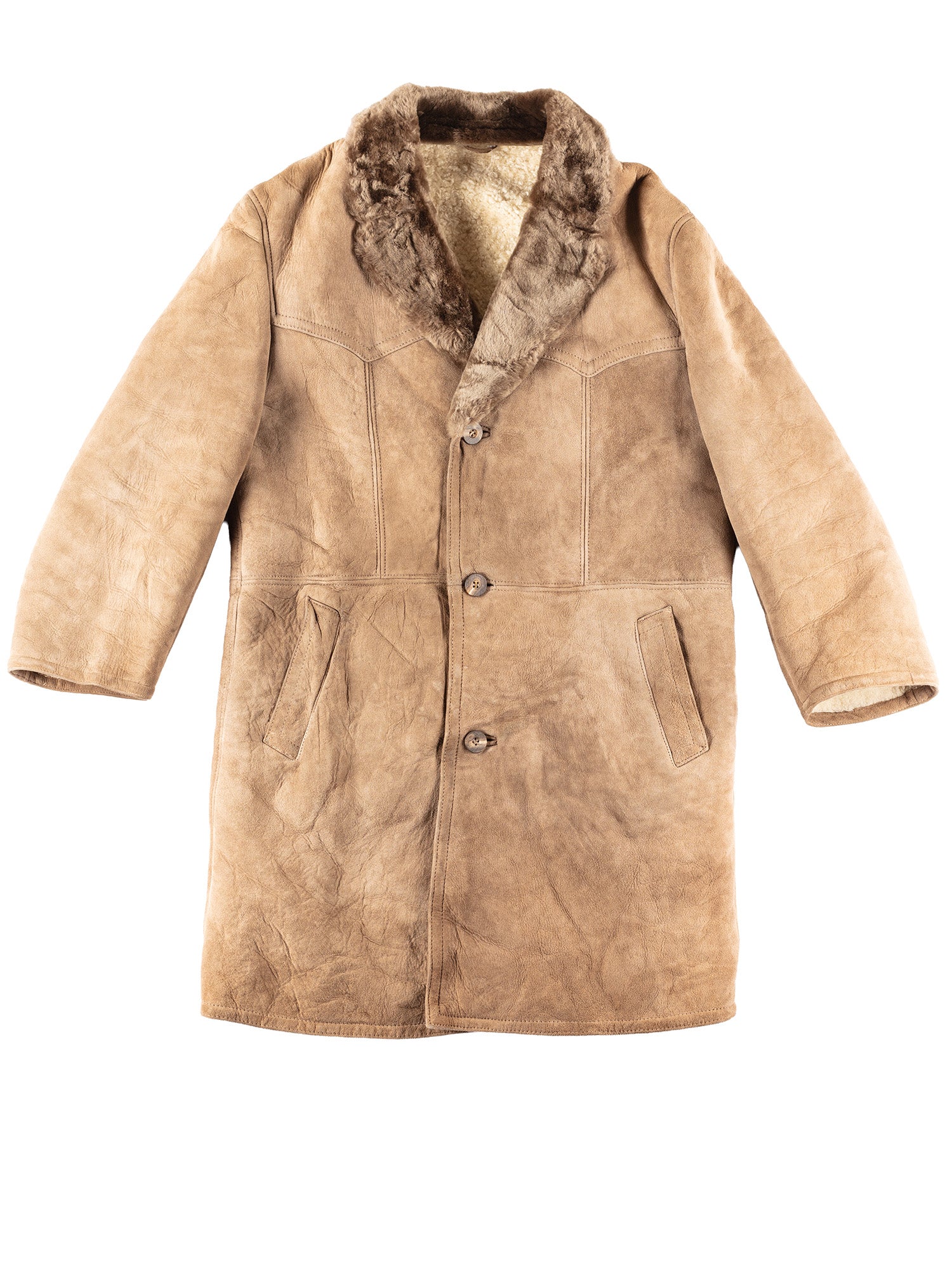 Vintage 70's Men Sheepskin Coat in Beige by Northern Grip
