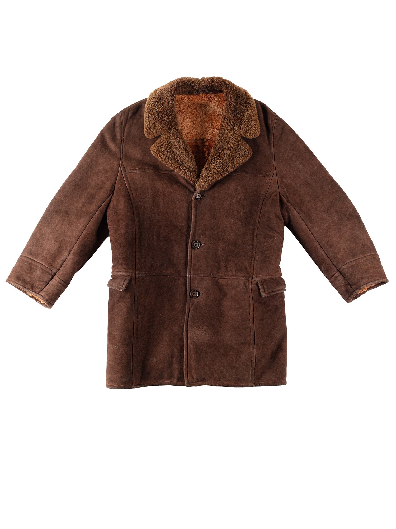 Vintage 80's Men Sheepskin Coat in Brown by Northern Grip