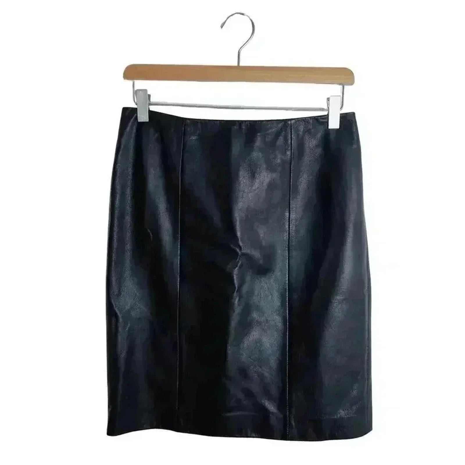 Talbots Black Leather Mini Skirt Punk Gurnge Moto Women's Size 2P by Hot Girl Secondhand