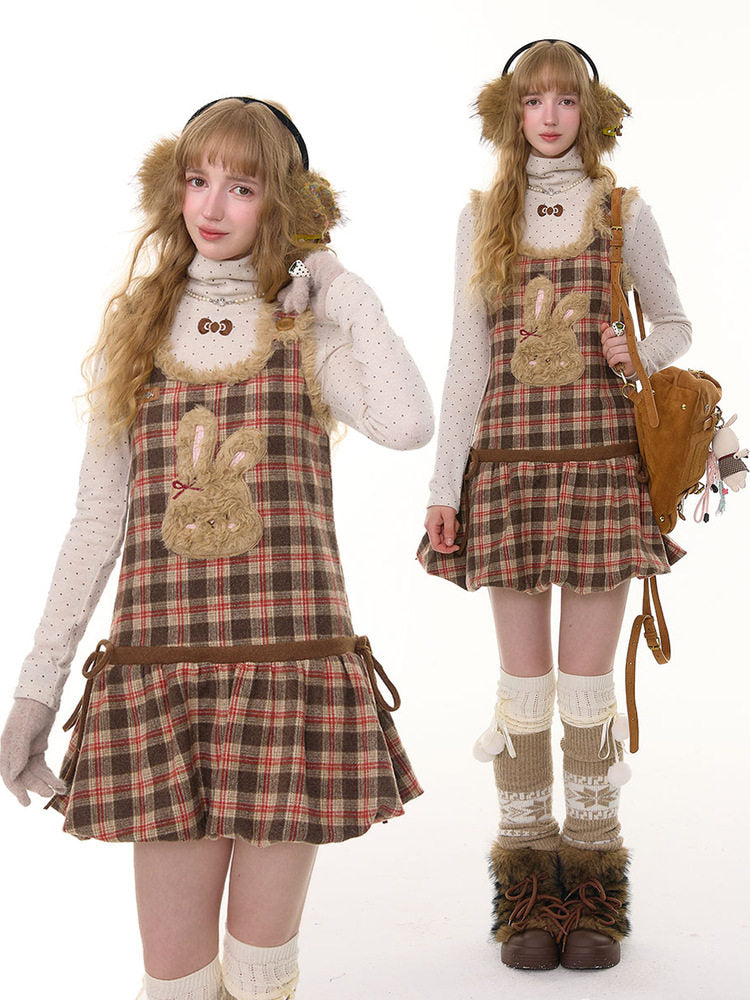 Plaid Bunny Vest Dress - ziziFei by Land Decora