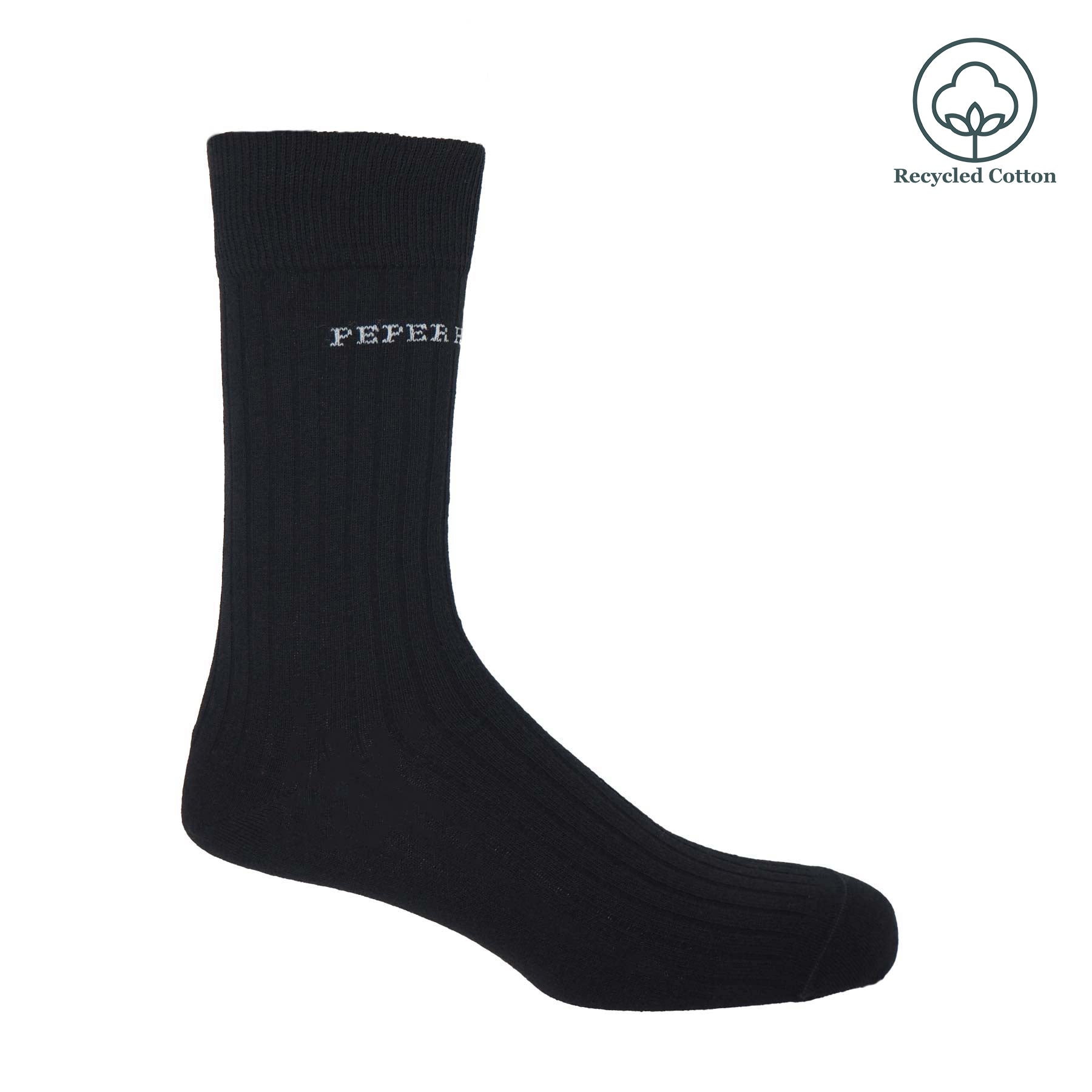 Recycled Ribbed Men's Socks - Black by Peper Harow