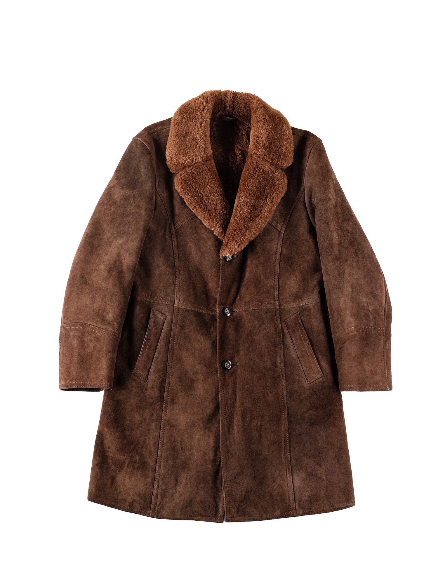 Vintage 70's Men Sheepskin Coat in Brown by Northern Grip