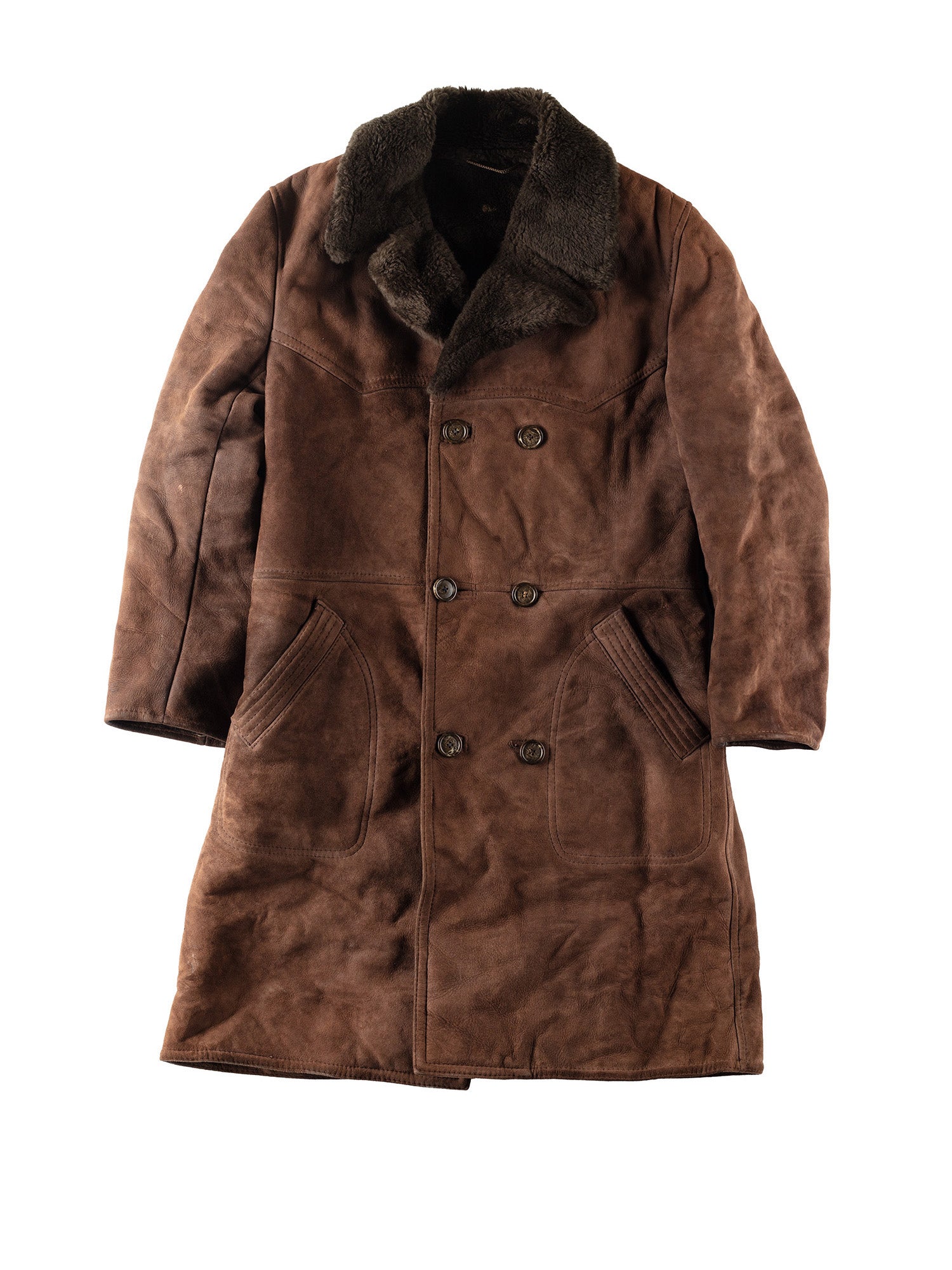 Vintage 70's Men Sheepskin Coat in Brown by Northern Grip