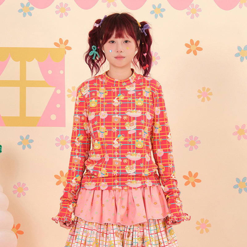 Knitted Base Layer Top with Lace Cuffs Kawaii - NIKKOU by Land Decora