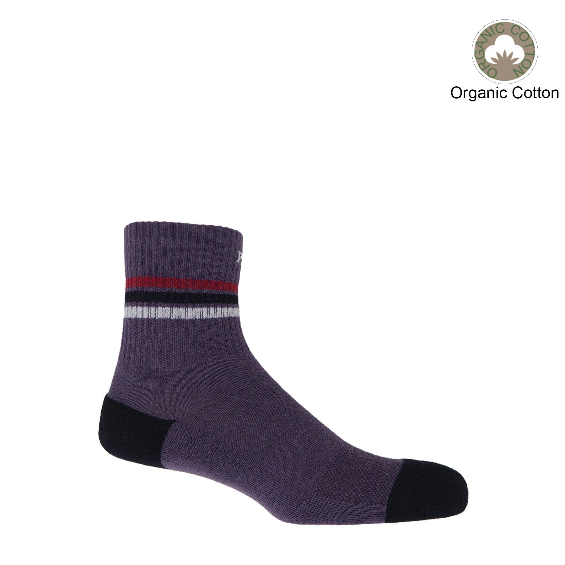 Quarter Crew Organic Men's Sport Socks - Mauve by Peper Harow