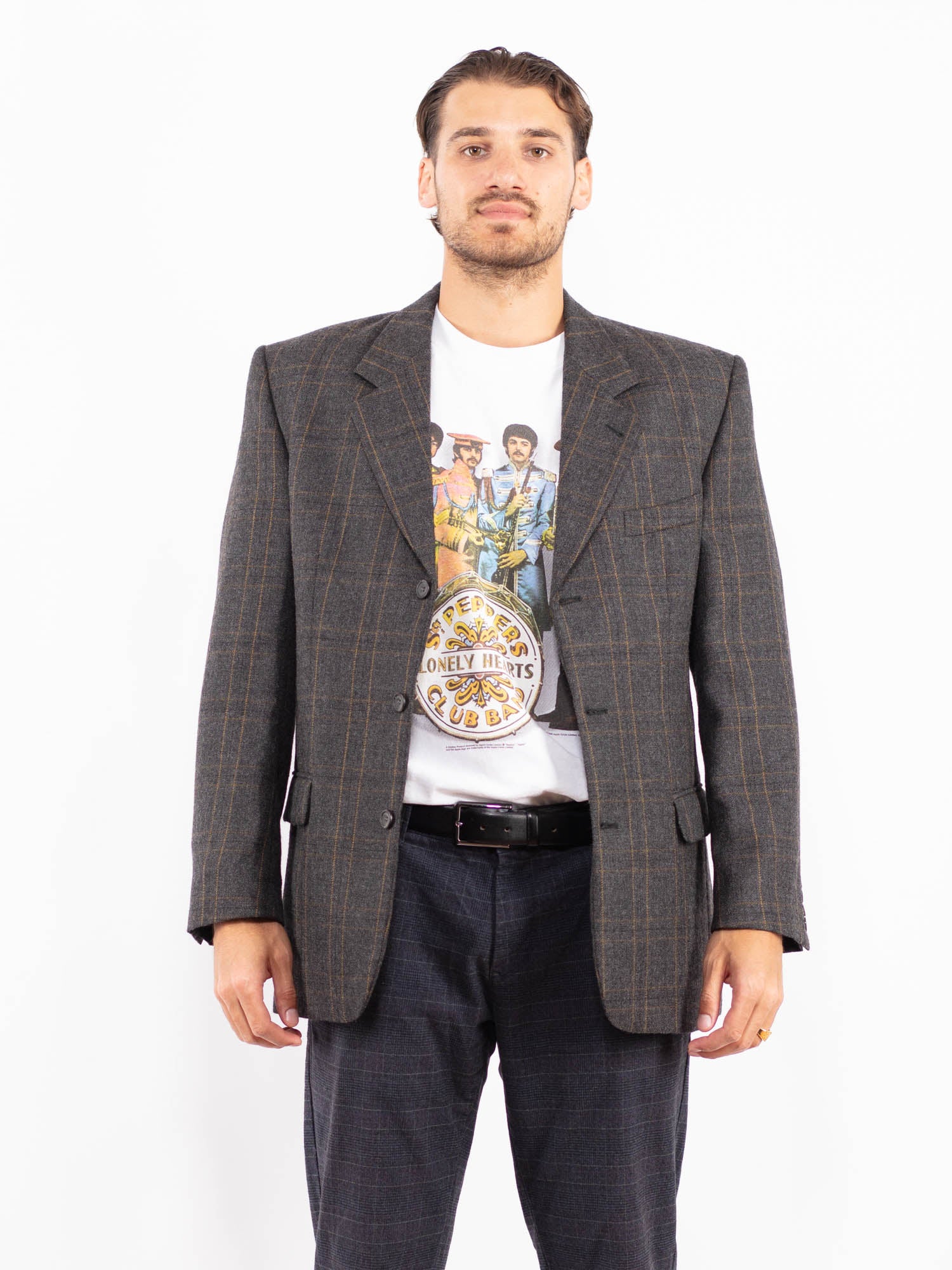 Vintage 80's Men Wool Blazer Jacket in Gray by Northern Grip