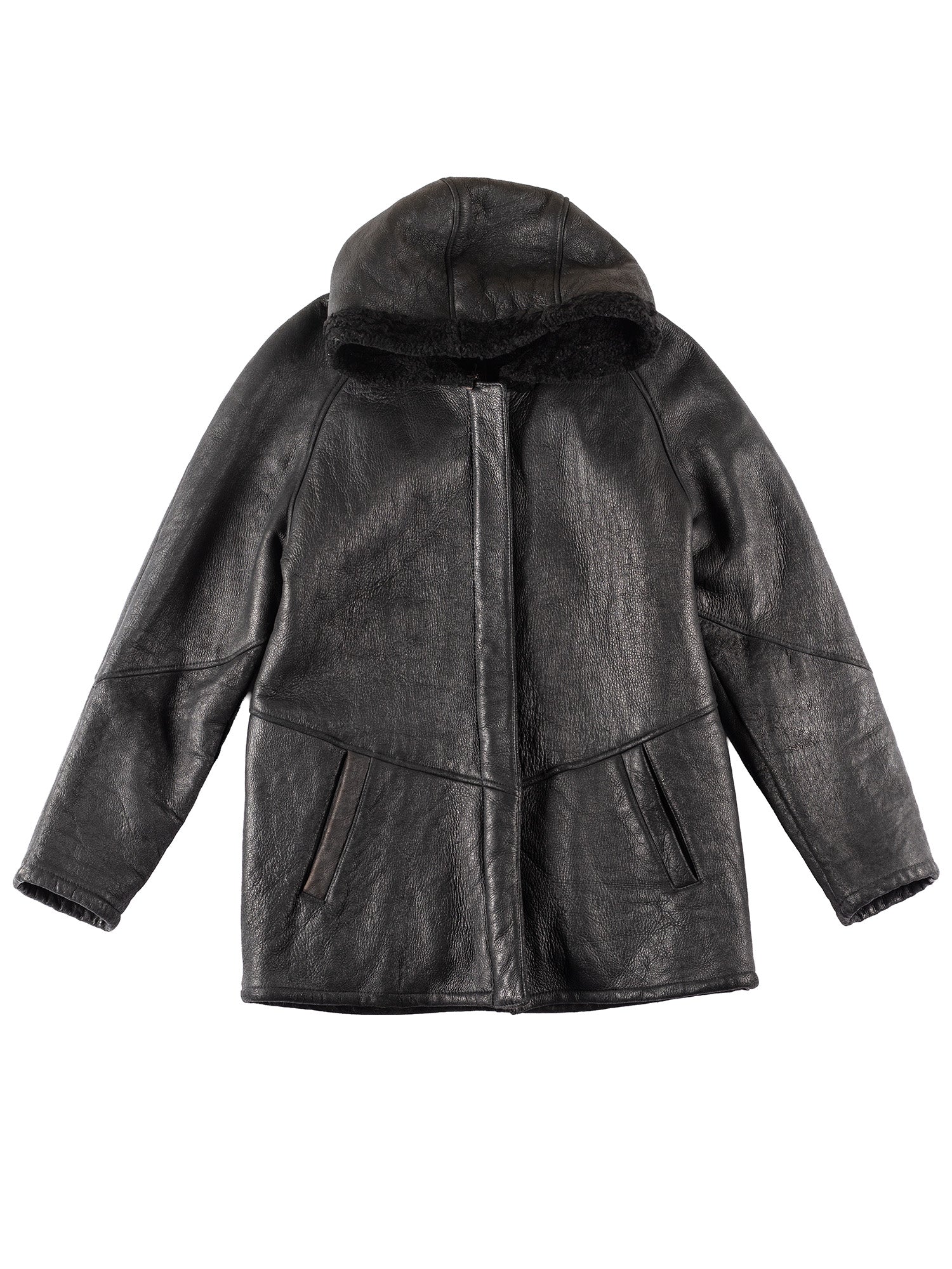 Vintage 90's Women Sheepskin Coat in Black by Northern Grip
