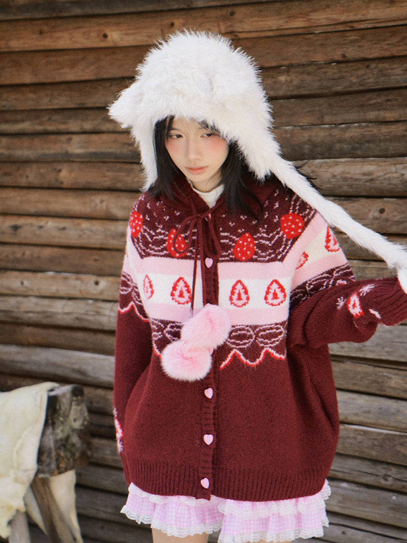Strawberry Cake Fair Isle Cardigan - daytoday everyday institute by Land Decora