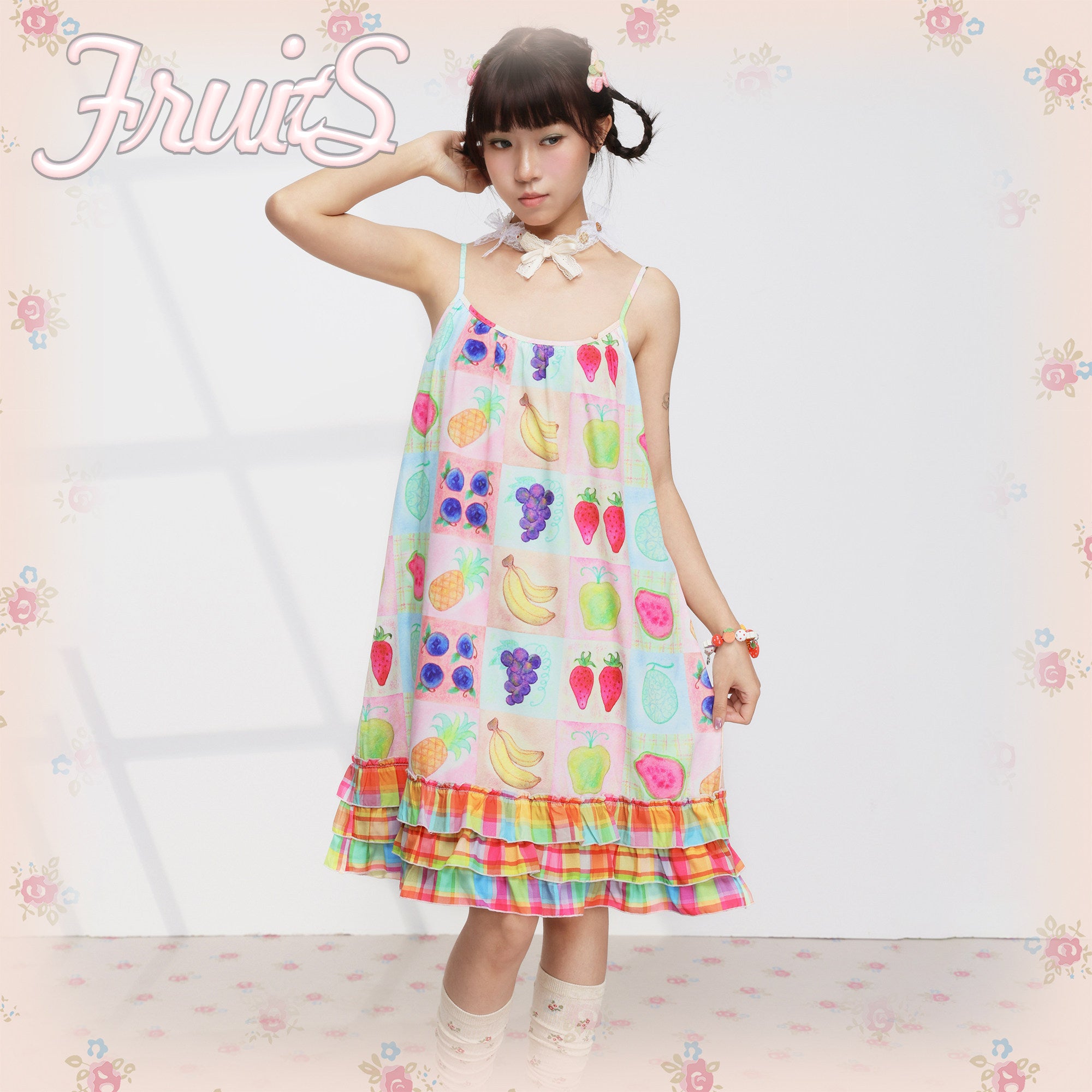 Fruit Ruffle Cami Dress - FRUITS by Land Decora