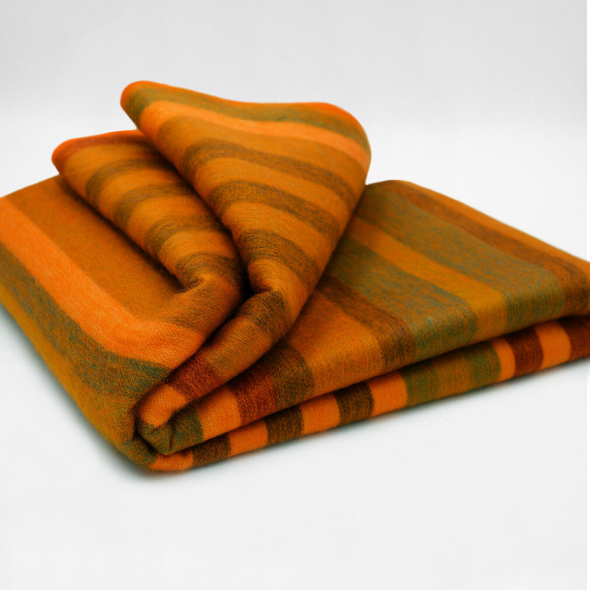 Putumayo Alpaca Wool Throw in Burnt Orange/Olive Green by ECUALAMA