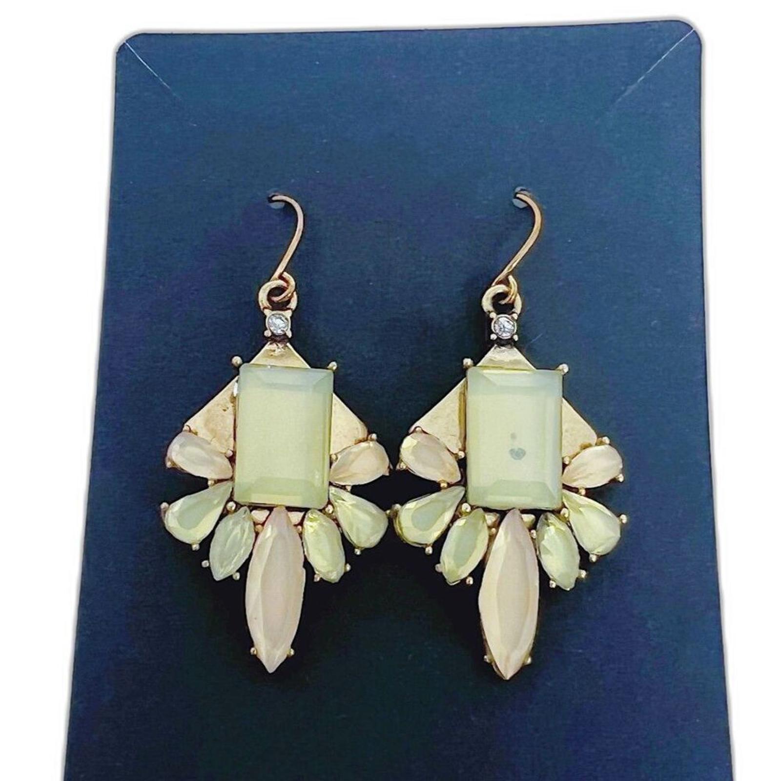 J. Crew Green and Yellow Geometric Statement Earrings by Hot Girl Secondhand