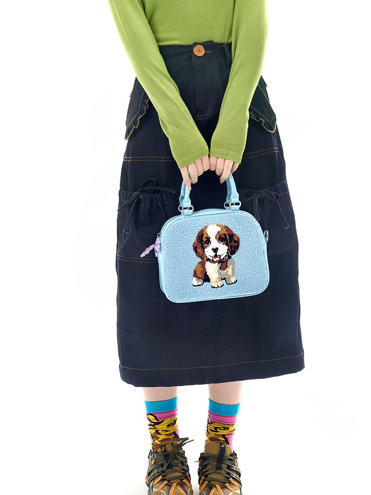 Harajuku Bag Embroidered Blue Dog Crossbody Bag All-Match Bag Tntntutu by Land Decora
