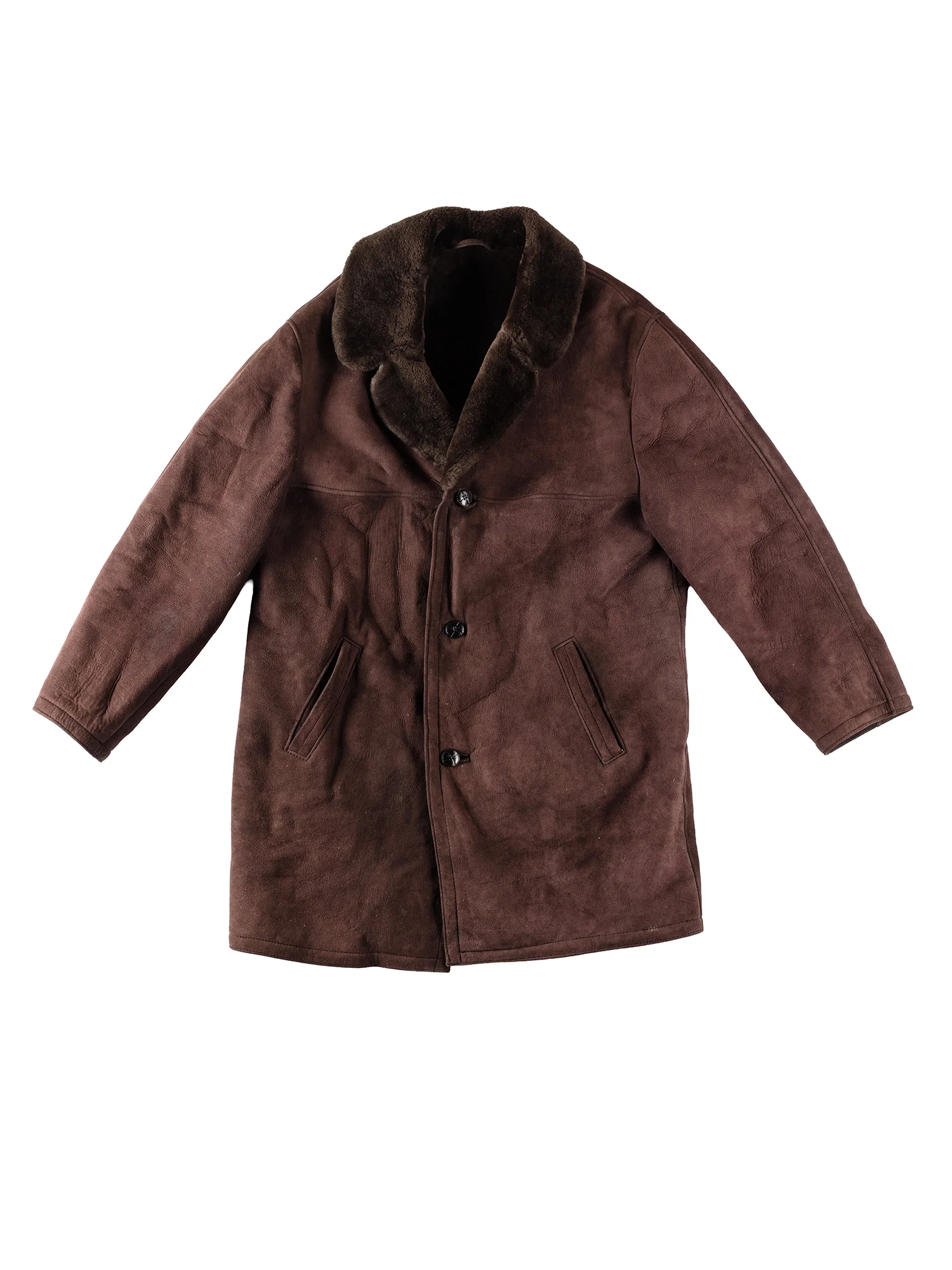 Vintage 70's Men Sheepskin Coat in Brown by Northern Grip