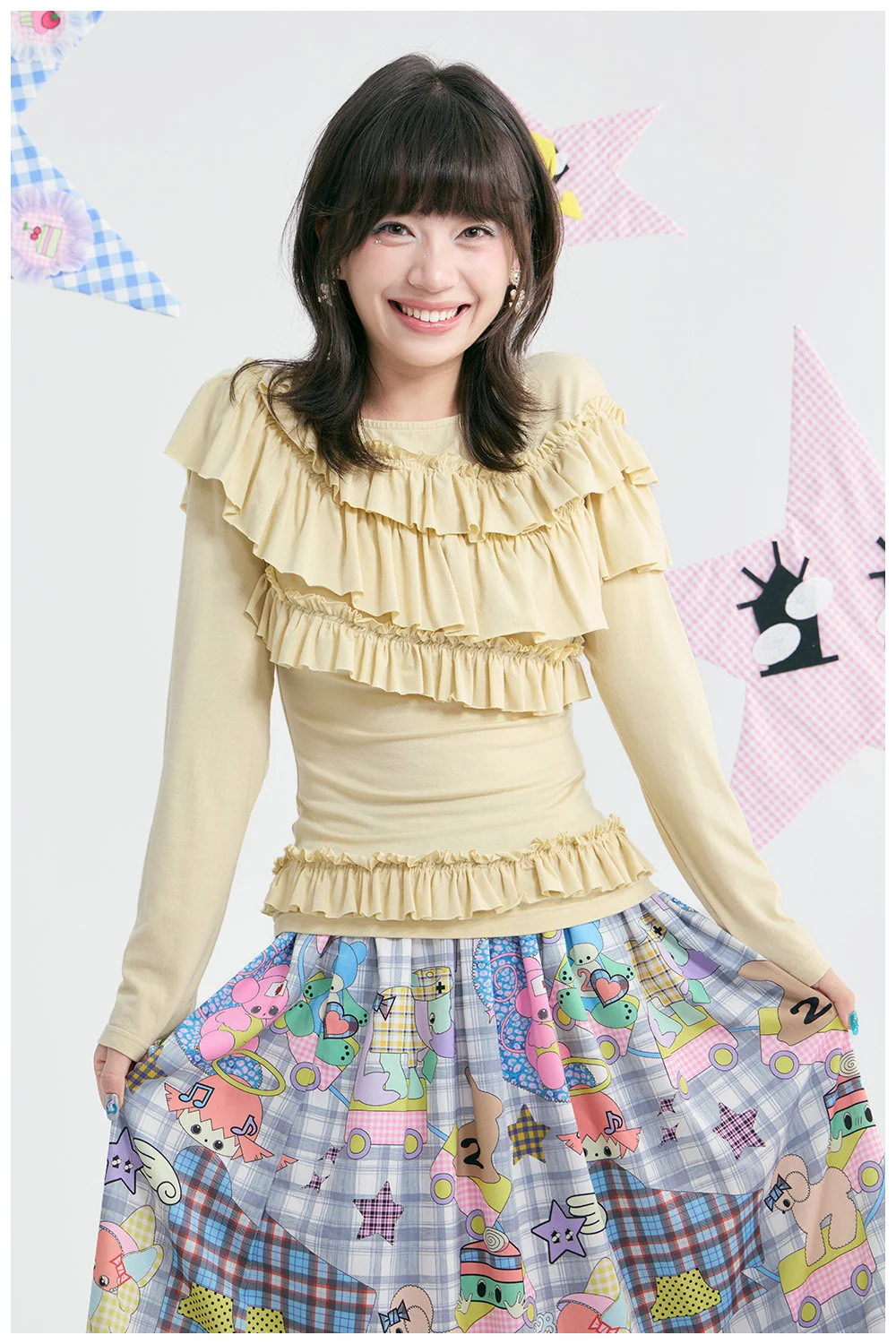 Vintage Yellow Ruffle Off Shoulder Top - tntntutu by Land Decora