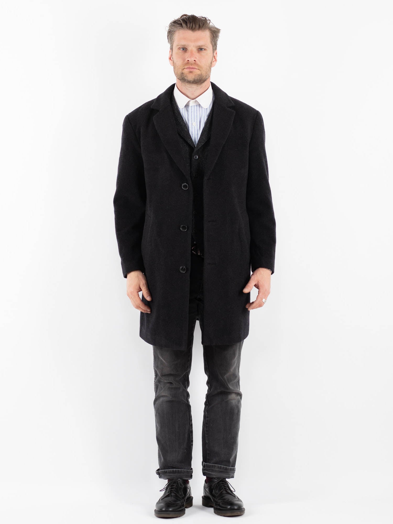 Vintage 00's Men Wool Blend Coat in Gray by Northern Grip