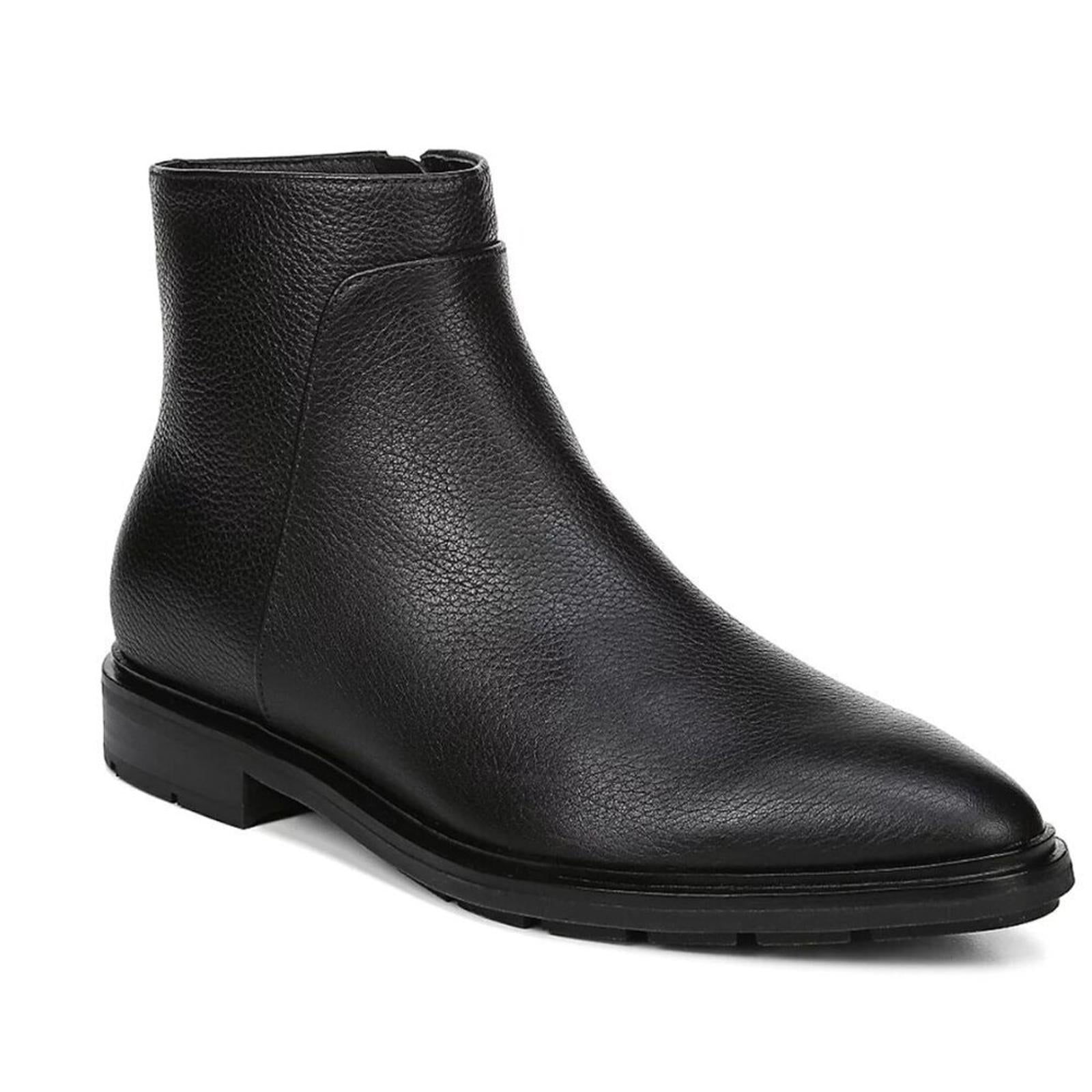 Via Spiga Women's Evanna Leather Booties in Black Ankle Boots Women's by Hot Girl Secondhand