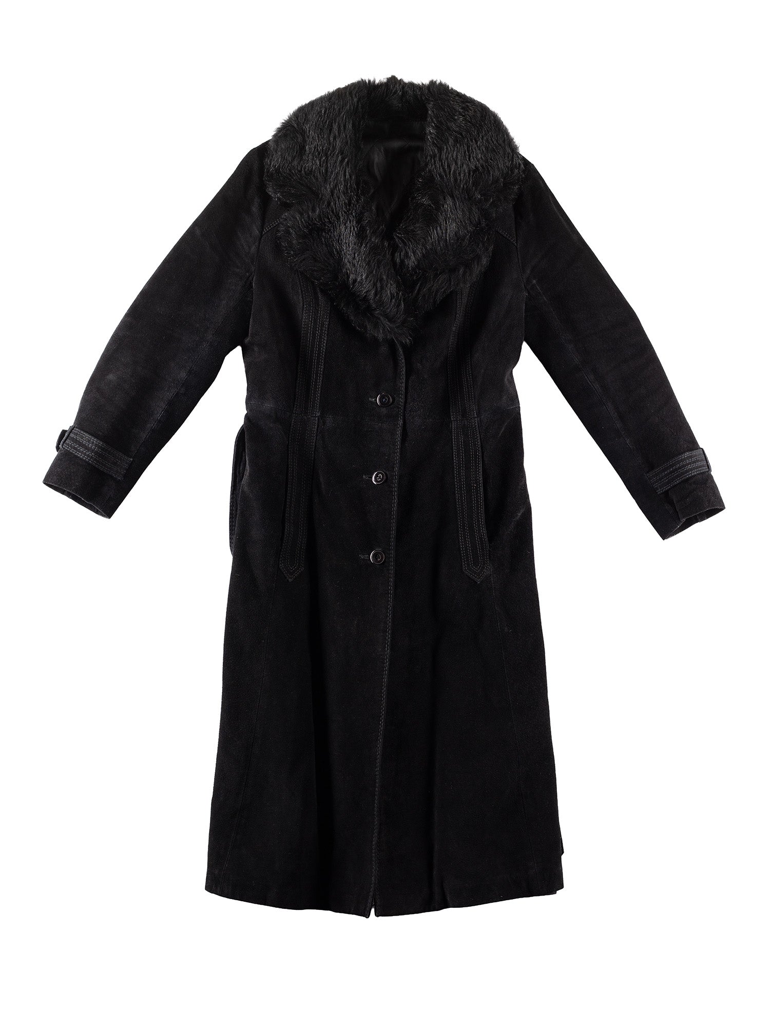 Vintage 70's Women Suede Coat in Black by Northern Grip