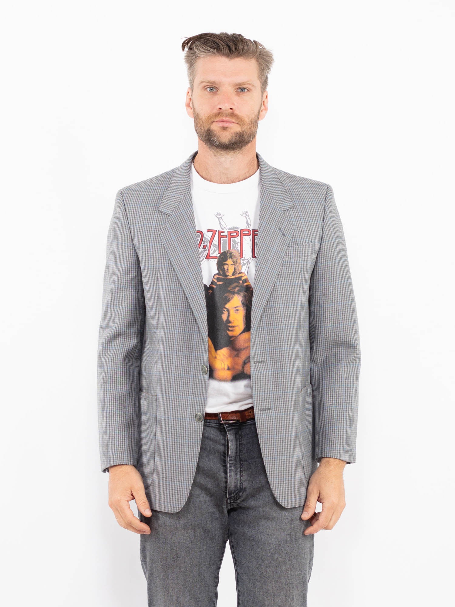 Vintage 70's Men Wool Blend Blazer Jacket in Gray by Northern Grip