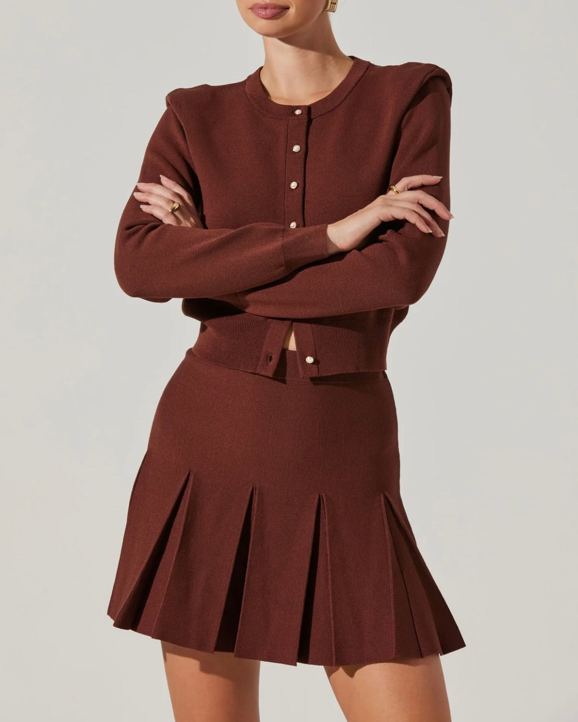 Denisa Pleated Mini Skirt - Mulberry by Sierra Deene