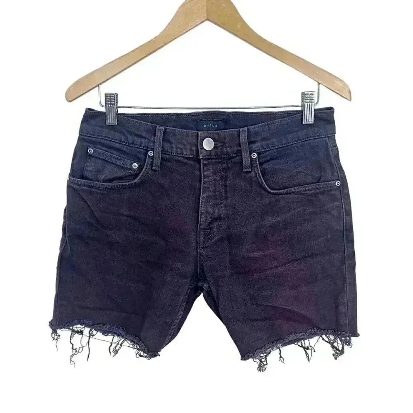 DSTLD Dark Plum Grey Jean Shorts Distressed Mid Rise Women's Size 31 by Hot Girl Secondhand