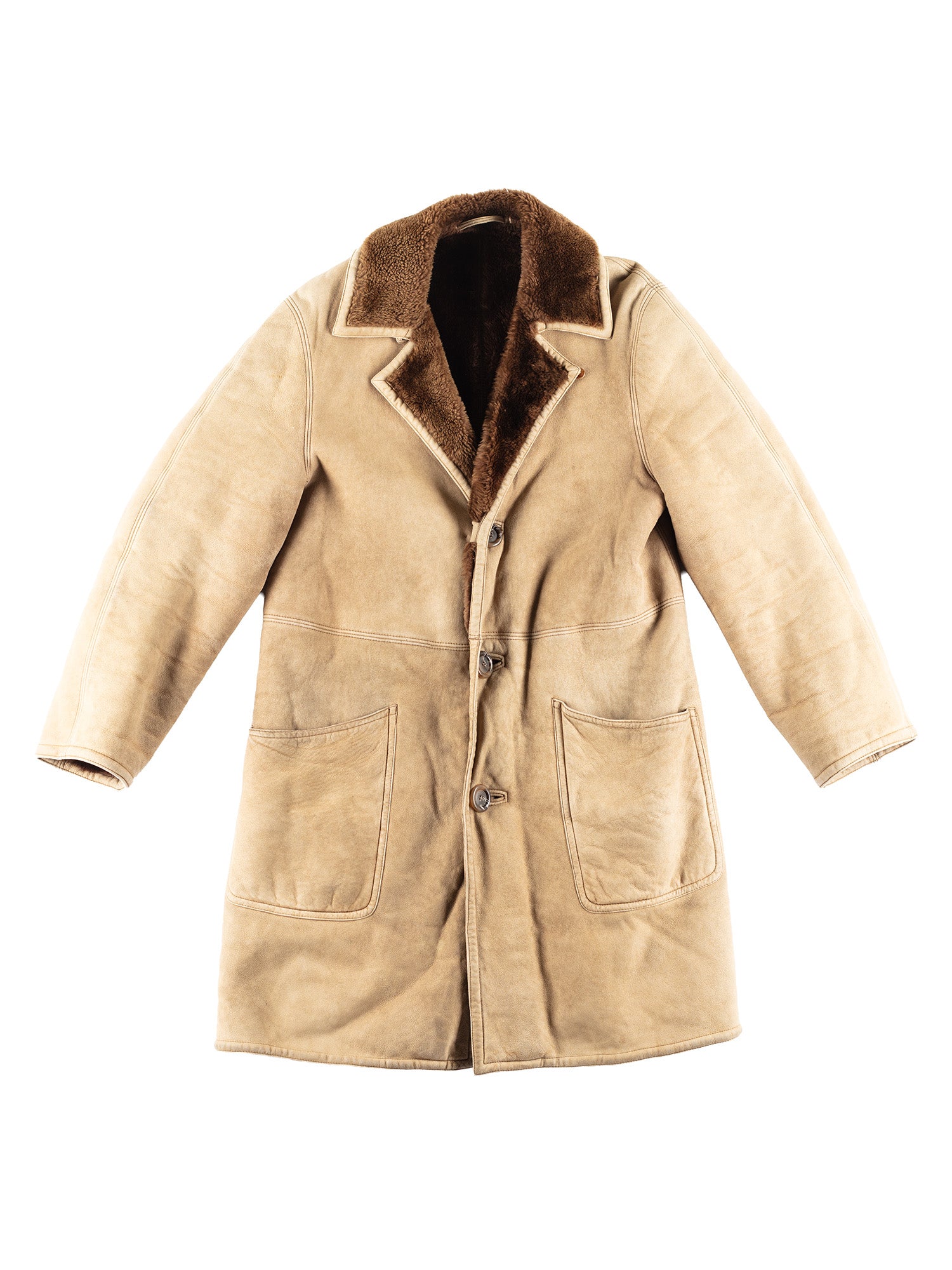 Vintage 70's Men Sheepskin Coat in Beige by Northern Grip