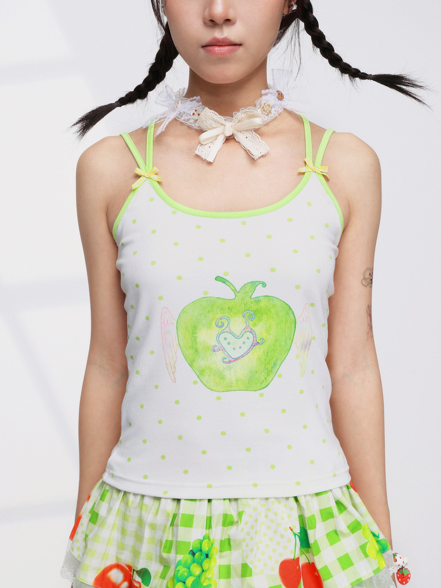 Green Apple Wing Cami Y2K Kawaii - FRUITS by Land Decora