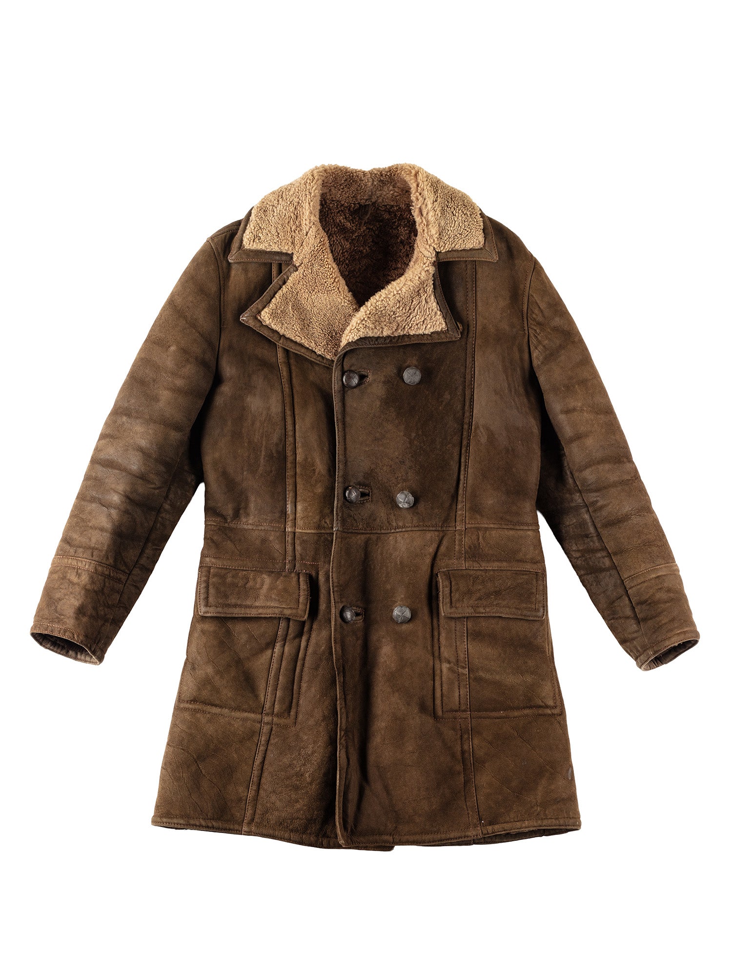 Vintage 70's Men Sheepskin Coat in Brown by Northern Grip