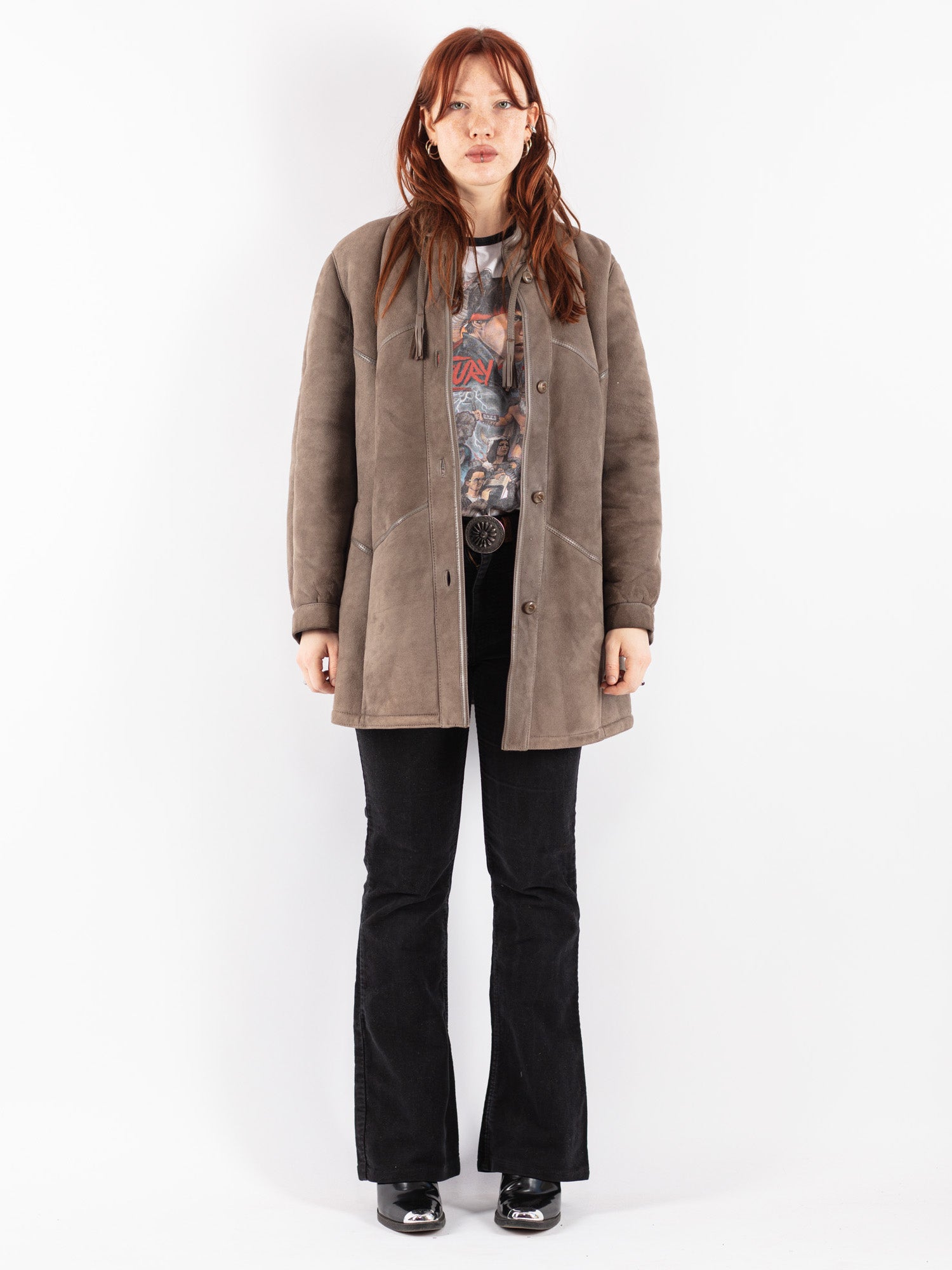 Vintage 80's Women Sheepskin Coat in Beige by Northern Grip