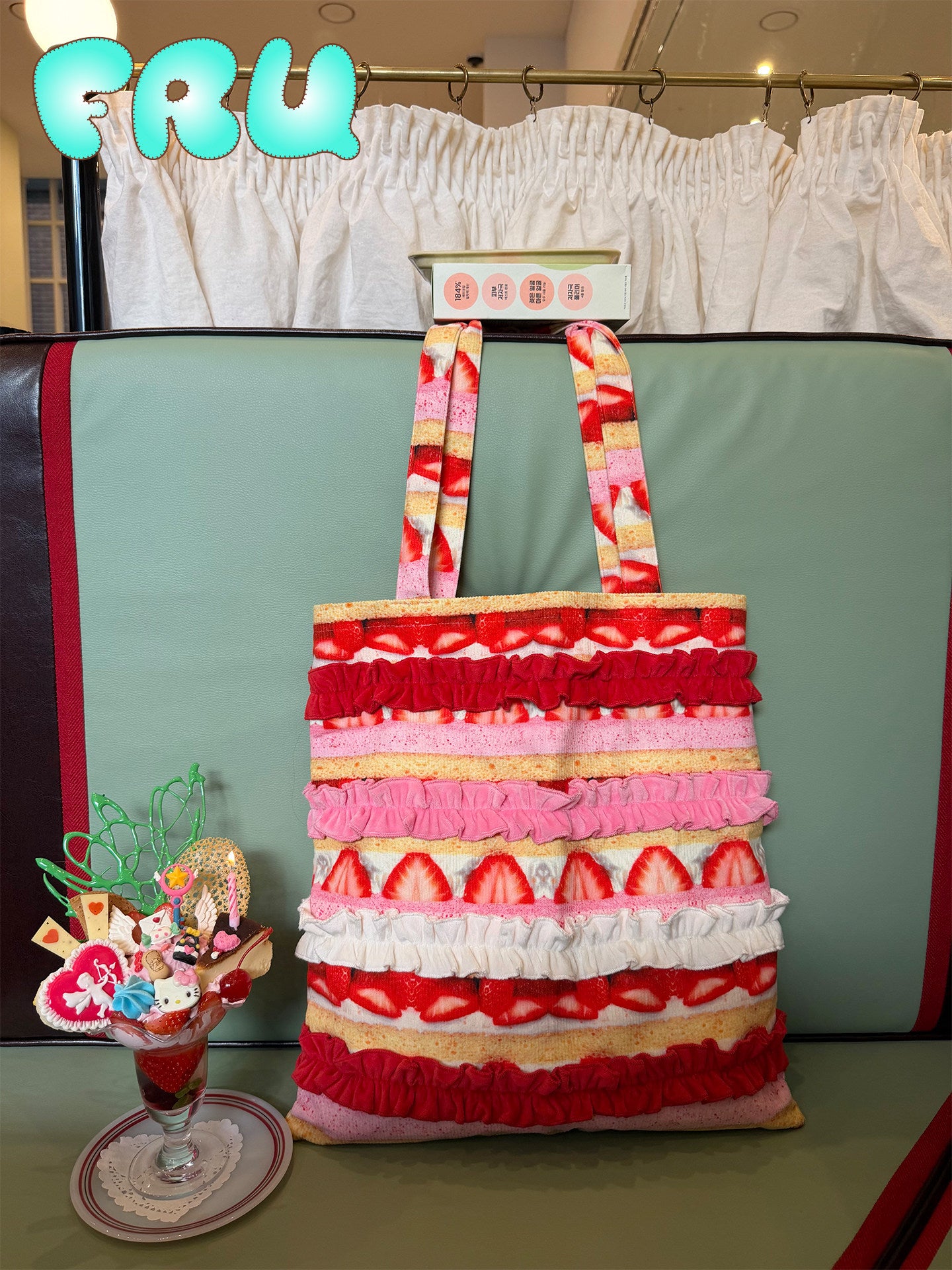 Kawaii Strawberry Cake Canvas Tote - frufru by Land Decora