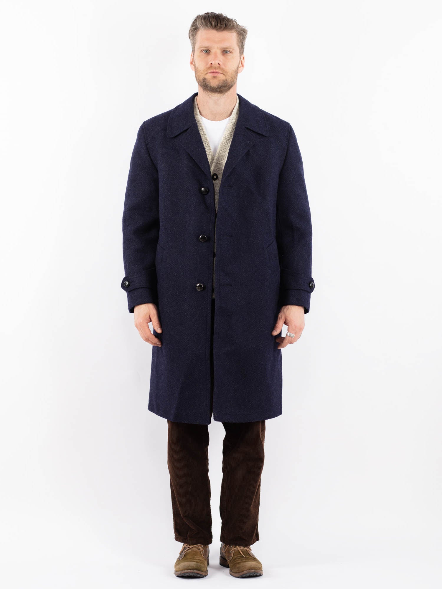 Vintage 70's Men Wool Coat in Blue by Northern Grip