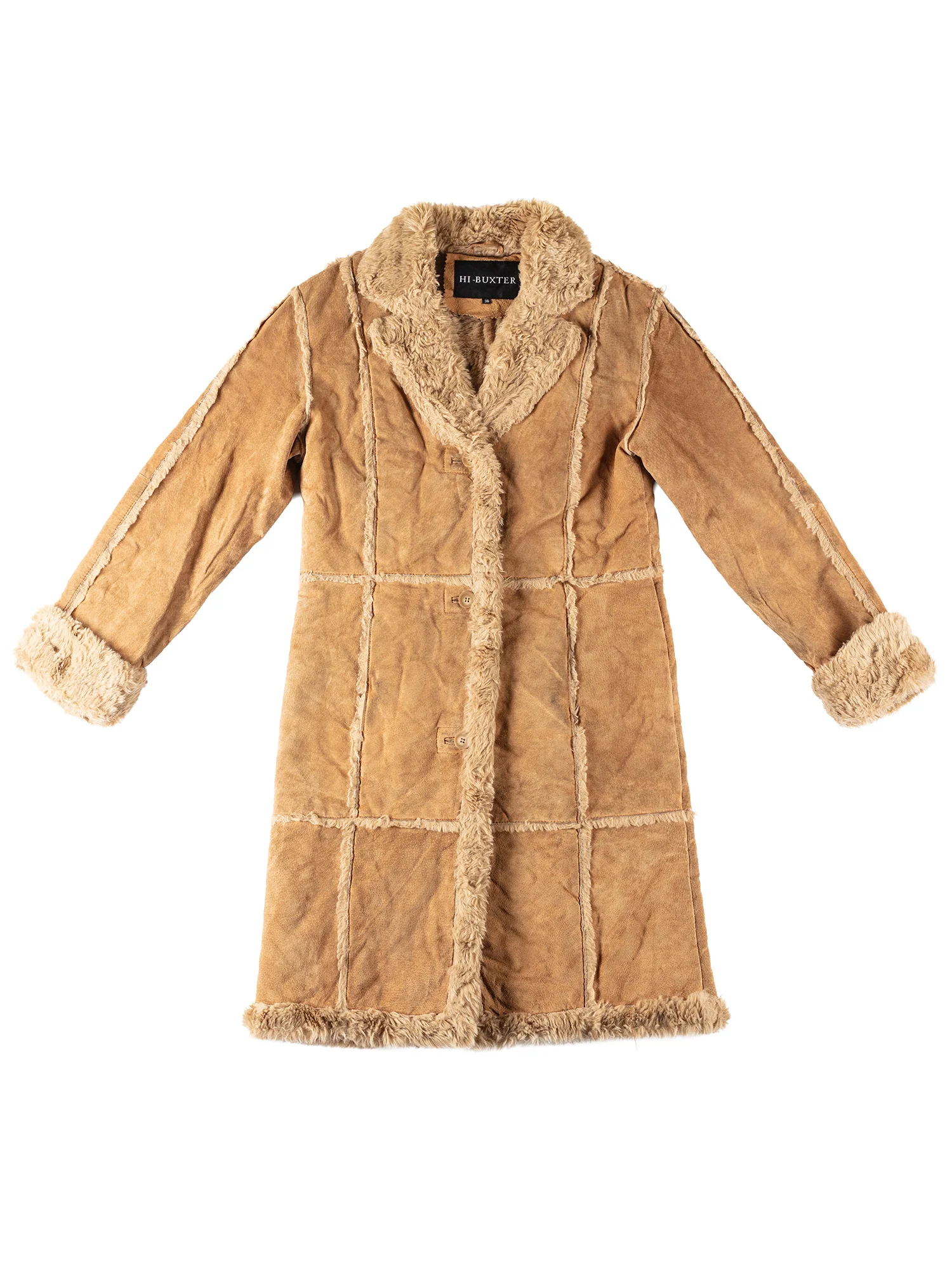 Vintage 80's Women Faux Sheepskin Penny Lane Coat in Brown by Northern Grip