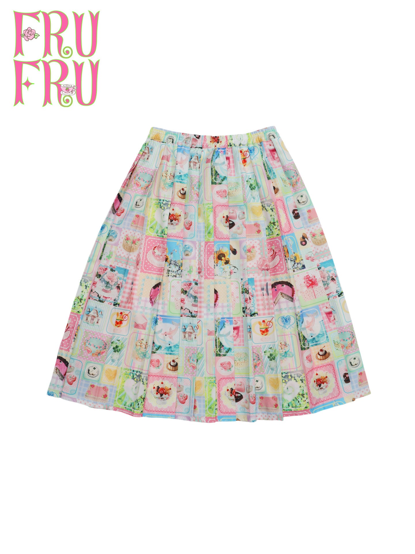 Cute Printed Pleated Skirt - frufru by Land Decora