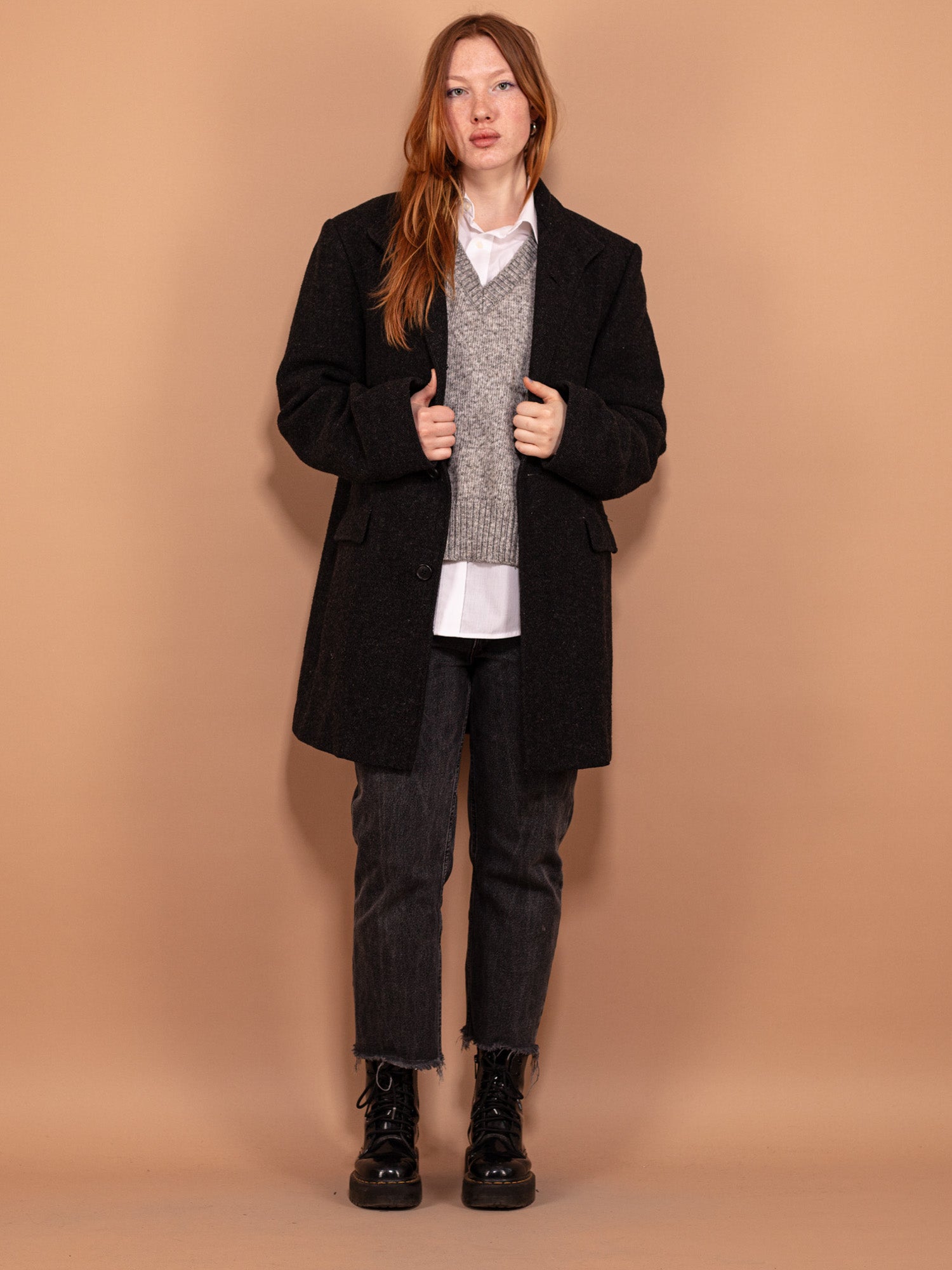 Vintage 00's Women Wool Blend Coat in Gray by Northern Grip