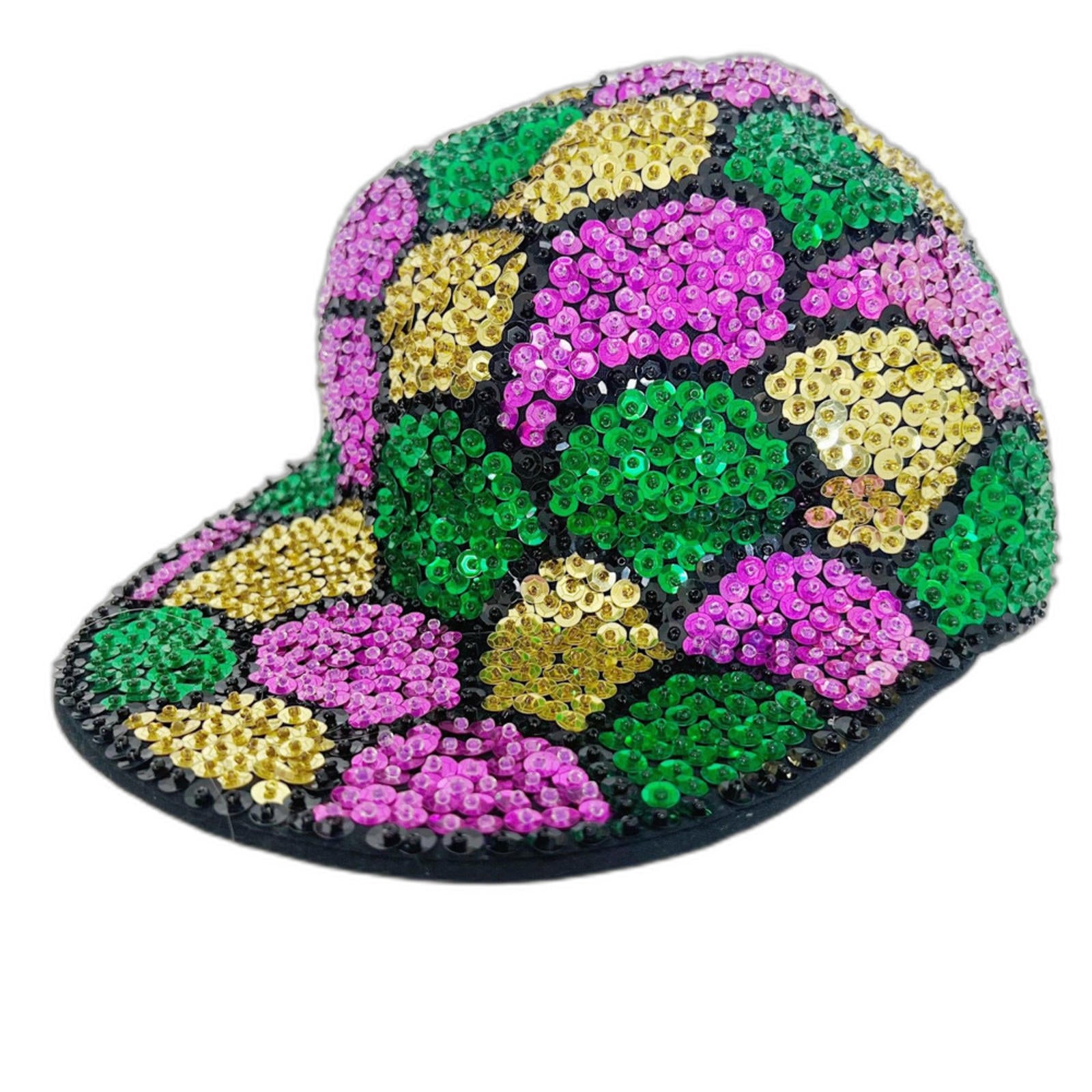 Handmade Sequined Hat Mardi Gras Baseball Cap Newsboy Cap Party Green by Hot Girl Secondhand