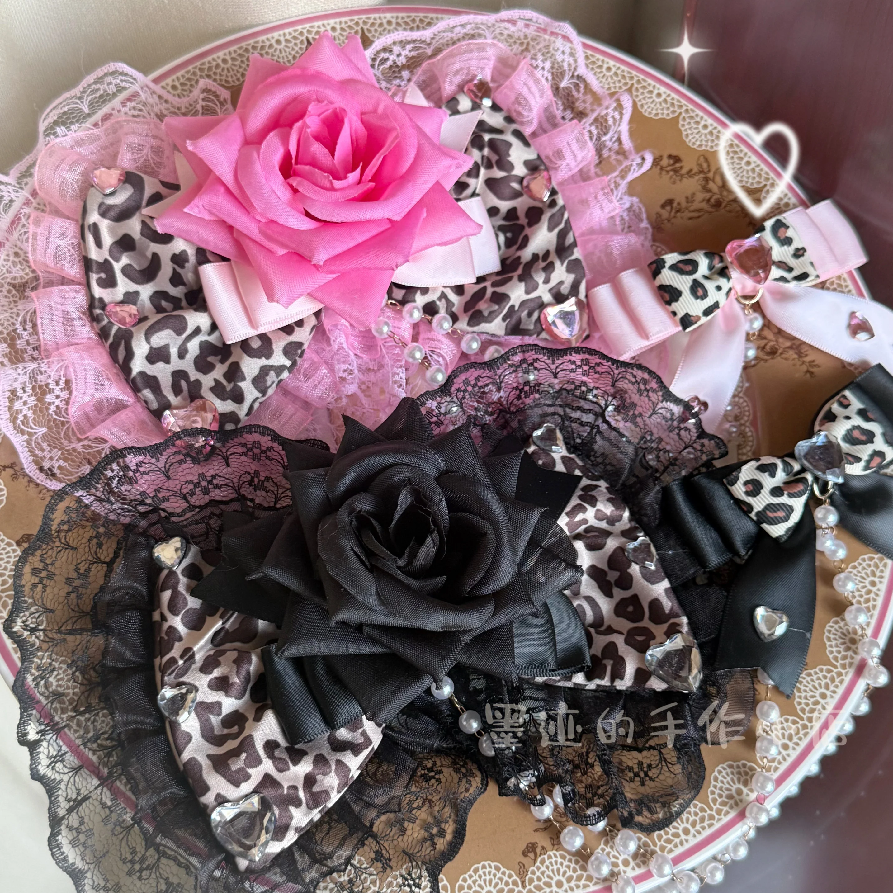 Gyaru Leopard Lace Bow Hair Clip by Land Decora