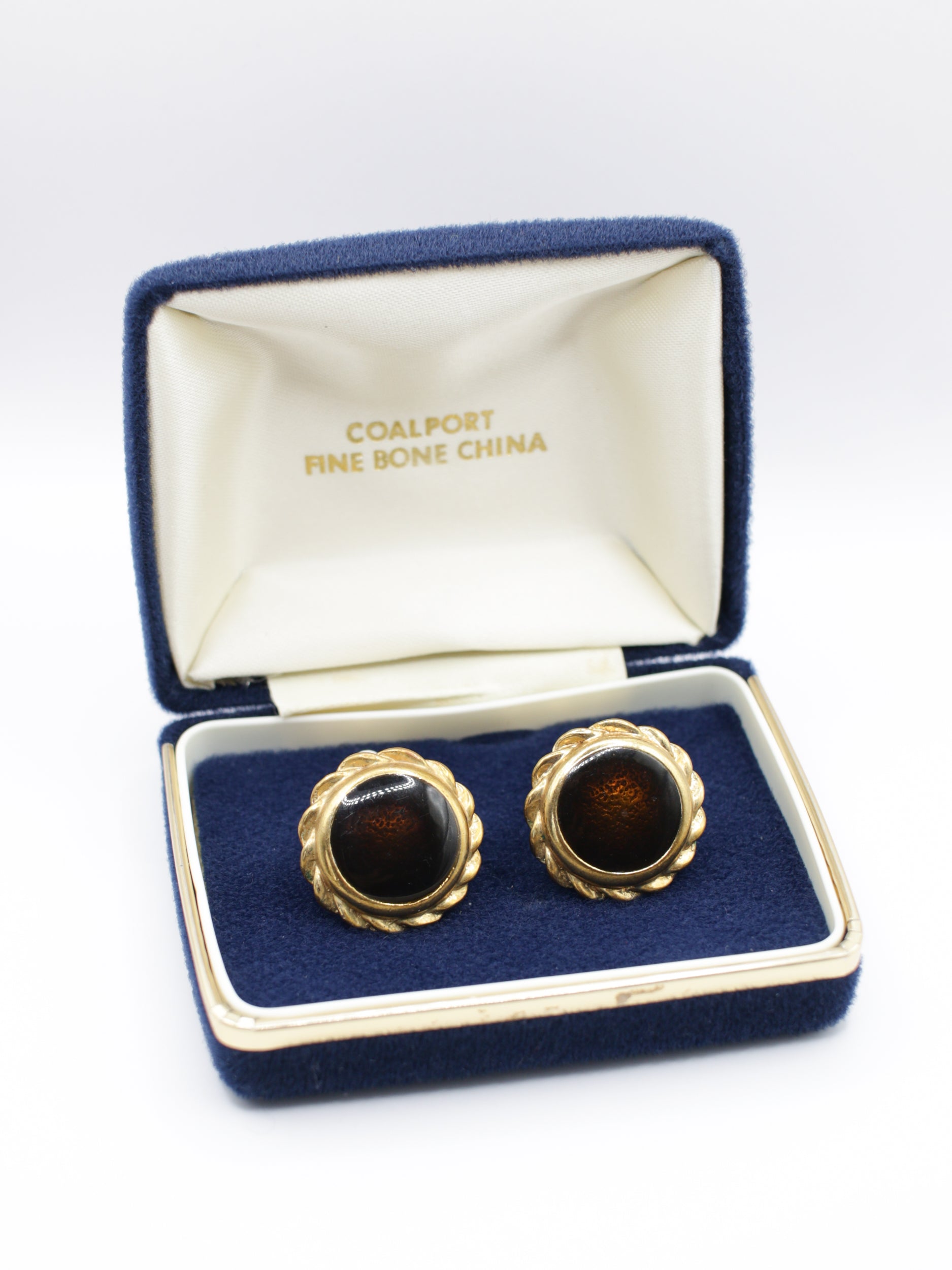 Vintage 80's Amber Glass Round Clip-on Earrings by Northern Grip