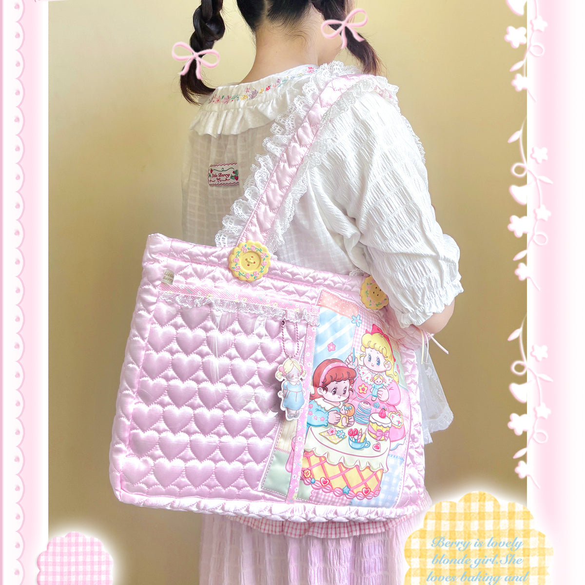 Kawaii Puffy Sewing Girl Laptop Bag - Little Berry by Land Decora