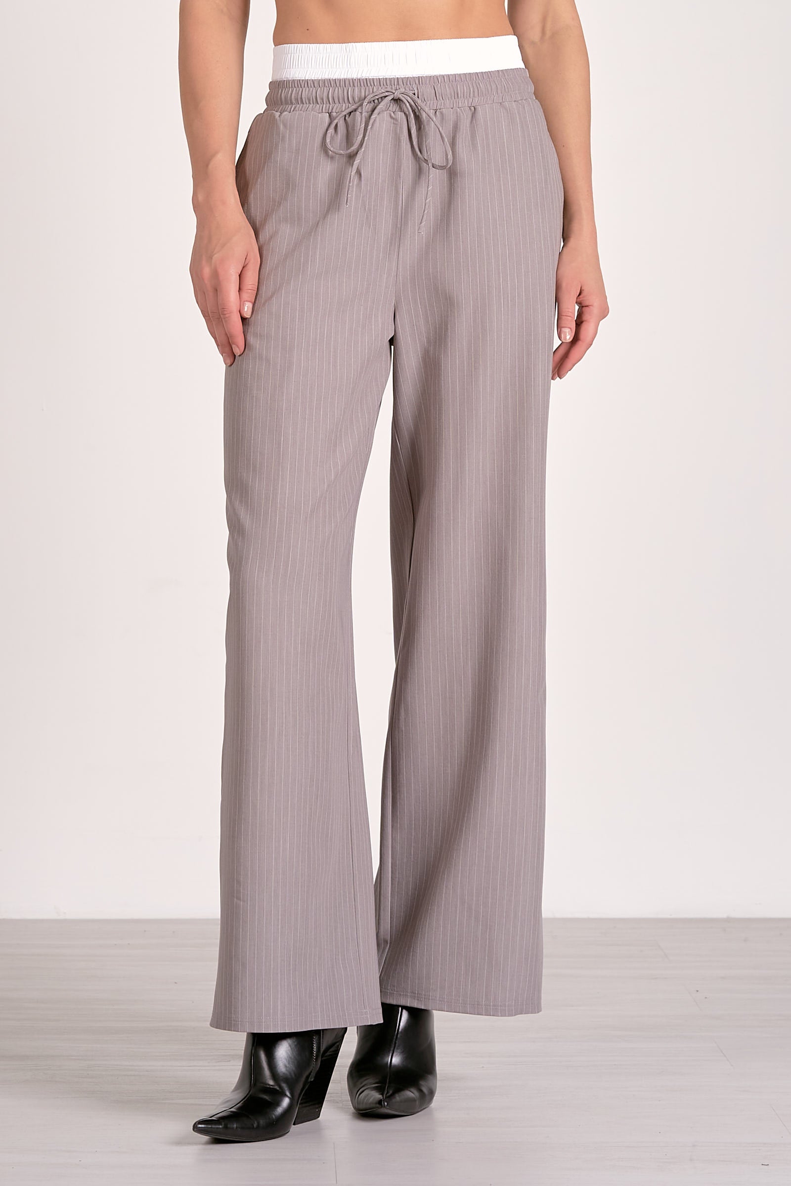 Elan Trent Trouser in Grey Stripe by Sierra Deene