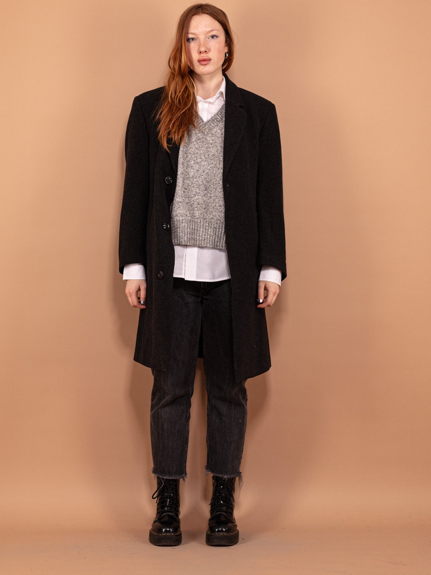 Vintage 90's Women Wool Blend Coat in Gray by Northern Grip