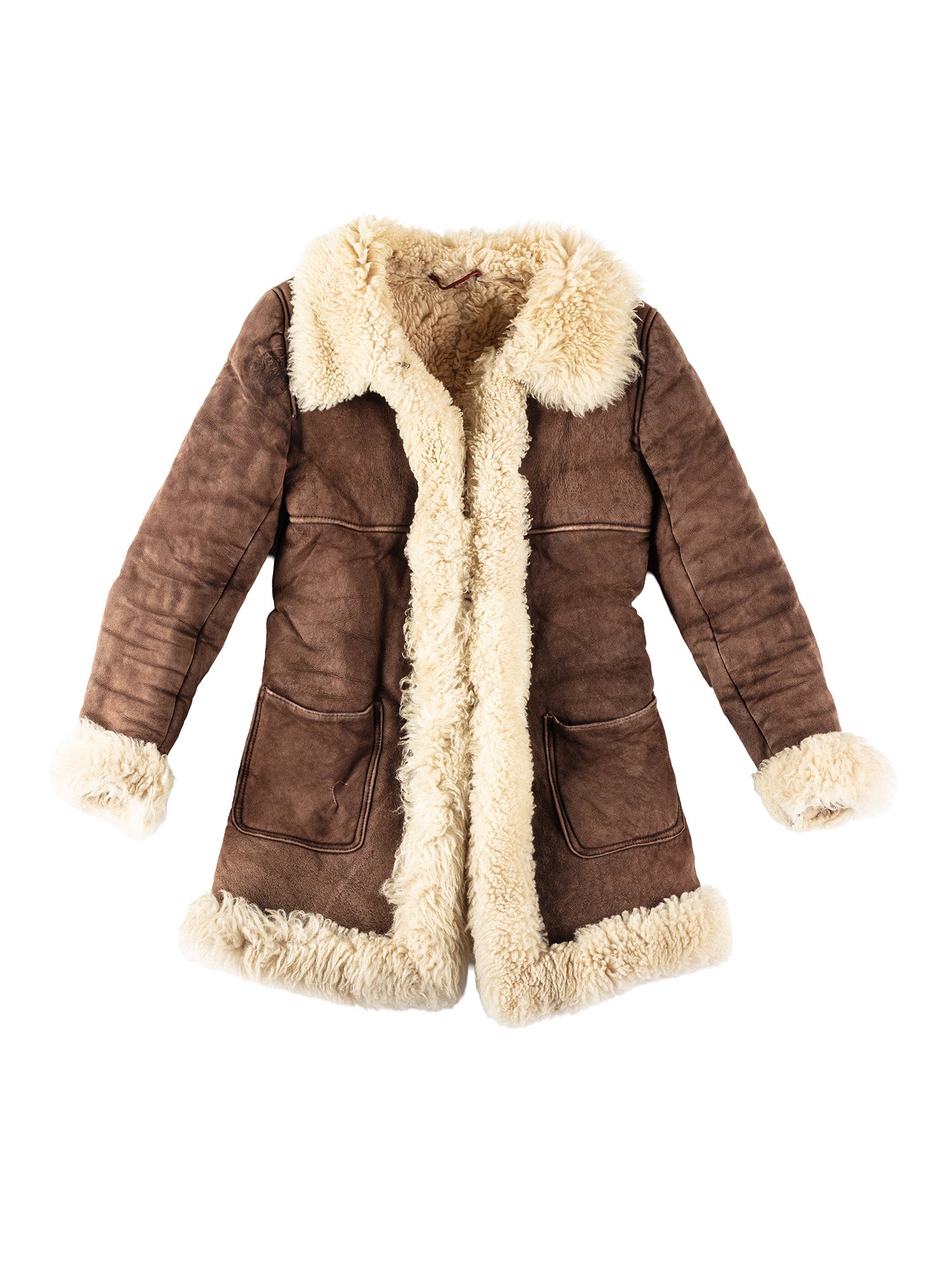 Vintage 70's Women Sheepskin Penny Lane Coat in Brown by Northern Grip