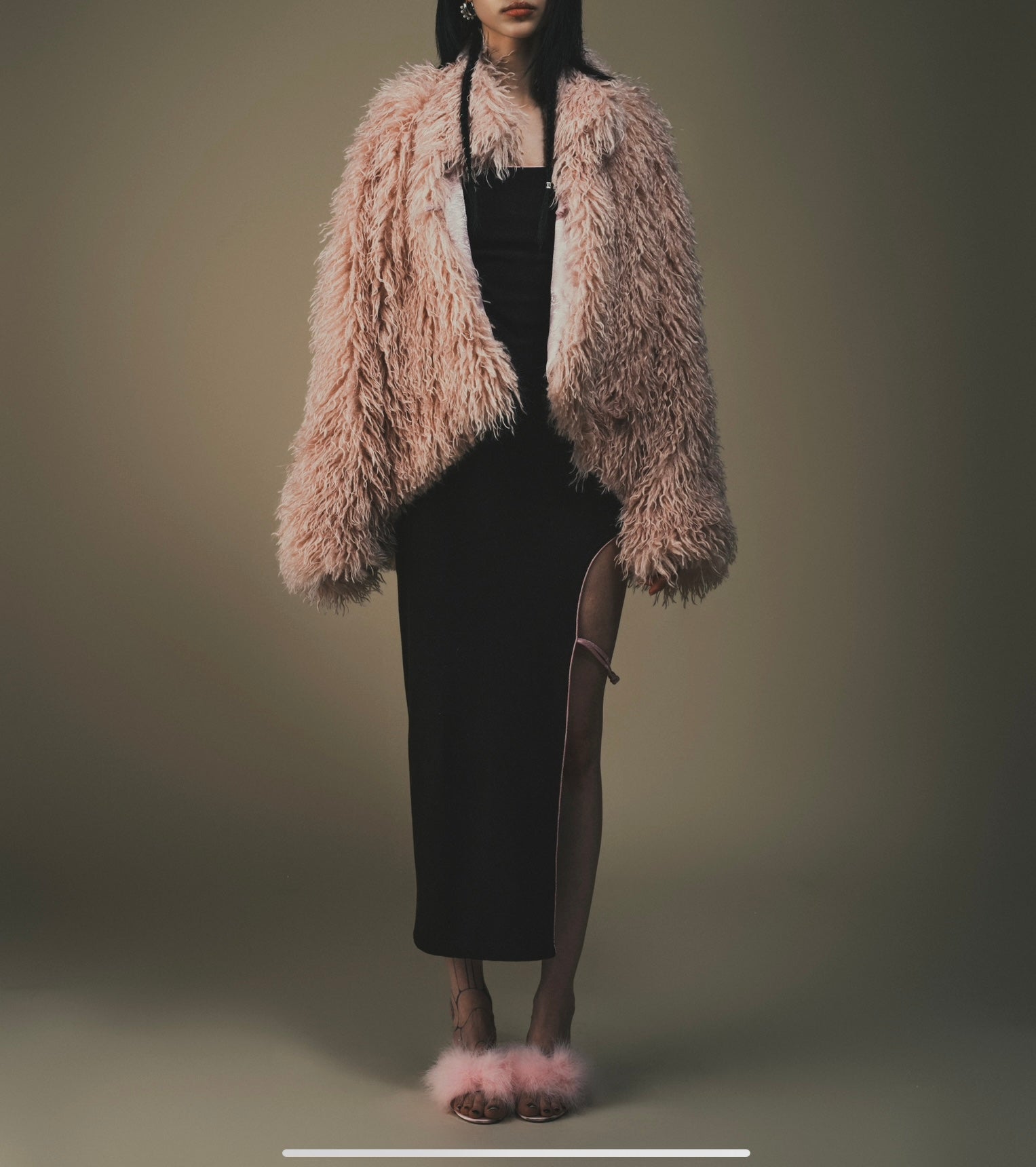 Mao Reversible Fur Coat Black by DAWANG