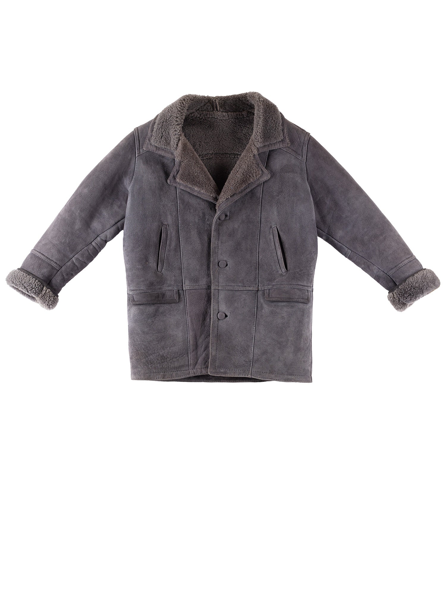 Vintage 80's Men Sheepskin Coat in Gray by Northern Grip