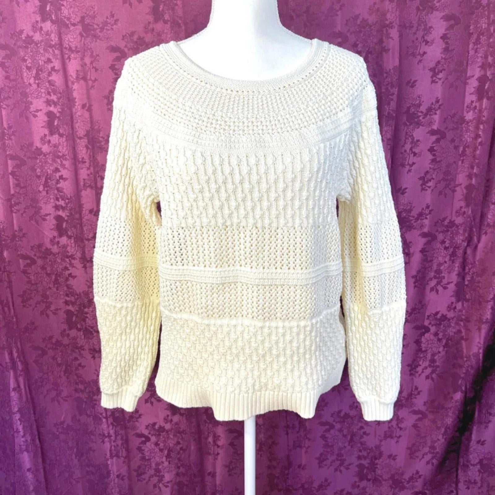 Talbots Cream Cotton Knit Sweater Women's Size M by Hot Girl Secondhand