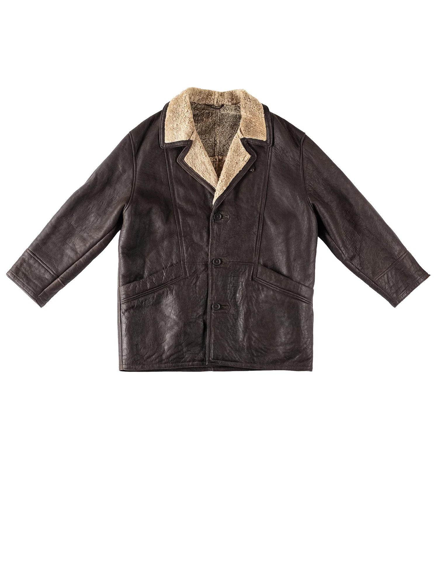 Vintage 80's Men Sheepskin Coat in Brown by Northern Grip