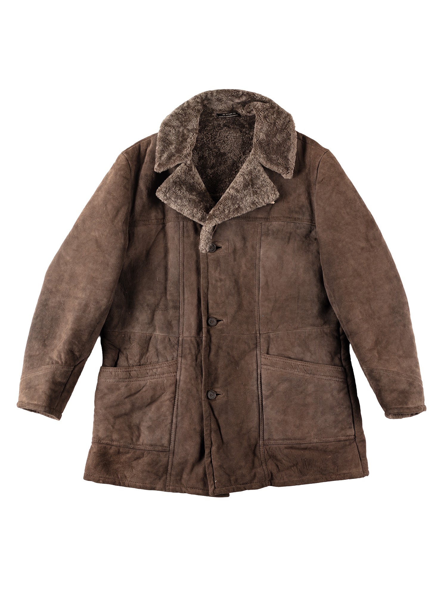 Vintage 80's Men Sheepskin Coat in Brown by Northern Grip